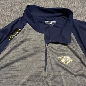 NHL Nashville Predators Quarter Zip Navy Blue Mens L Pullover EUC